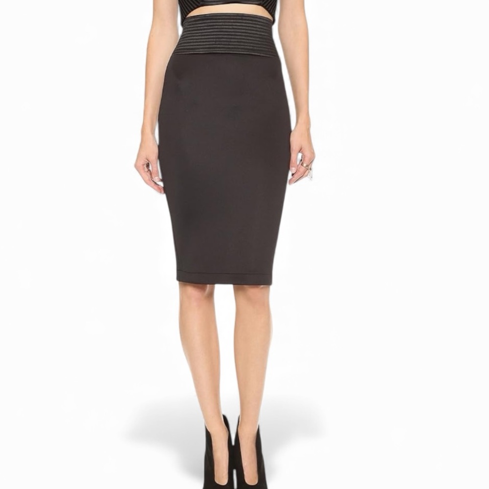 Robert Rodriguez Black High Waist Band Scuba Midi Pencil Skirt Size 0